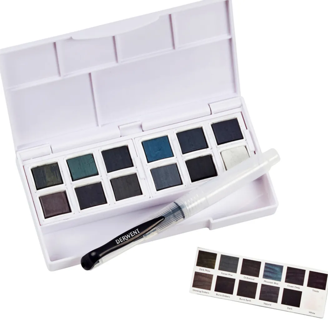 Tinted Charcoal Paint Pan 12-set halvkoppar