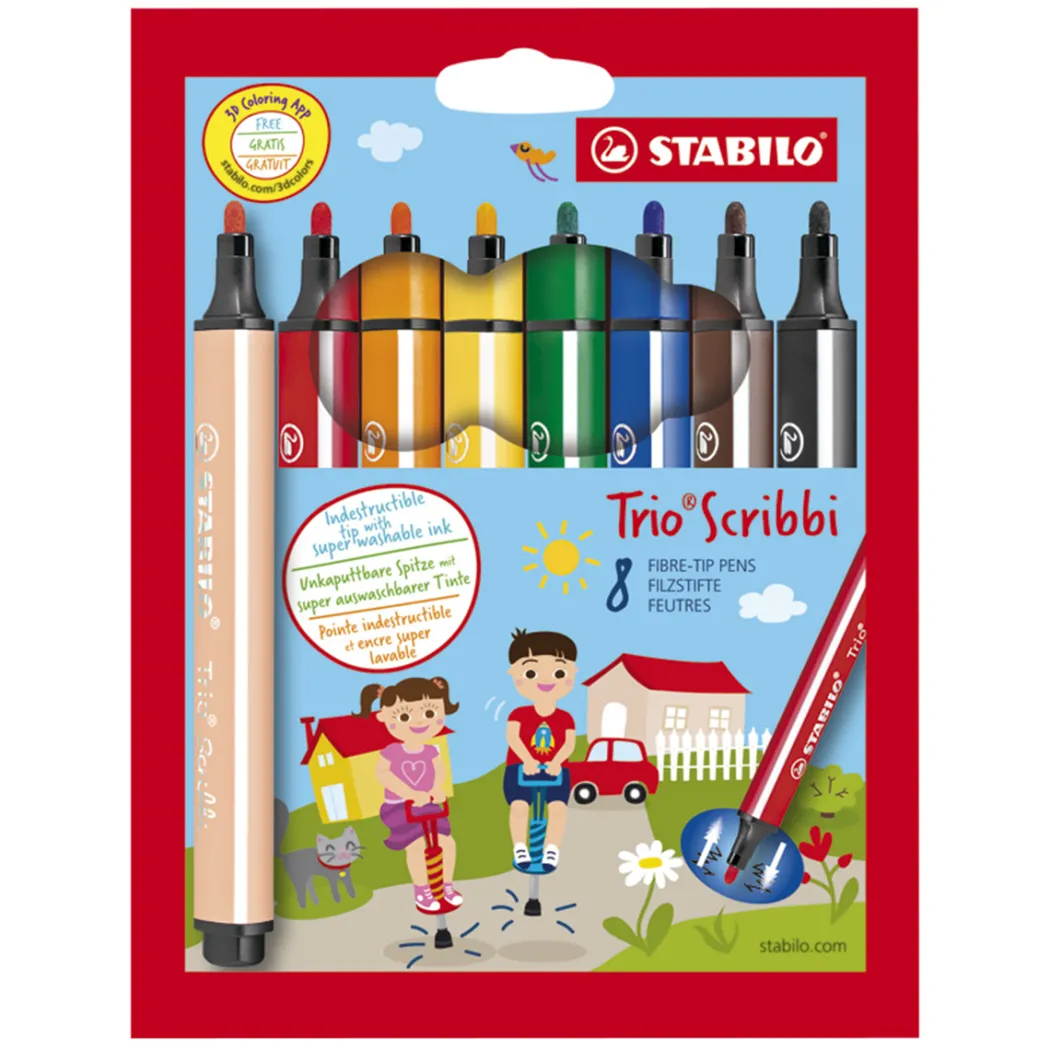 Trio Scribbi Tuschpennor 8-pack