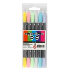 Tuschpennor Two-Tip 6-set Pastel