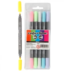Tuschpennor Two-Tip 6-set Pastel