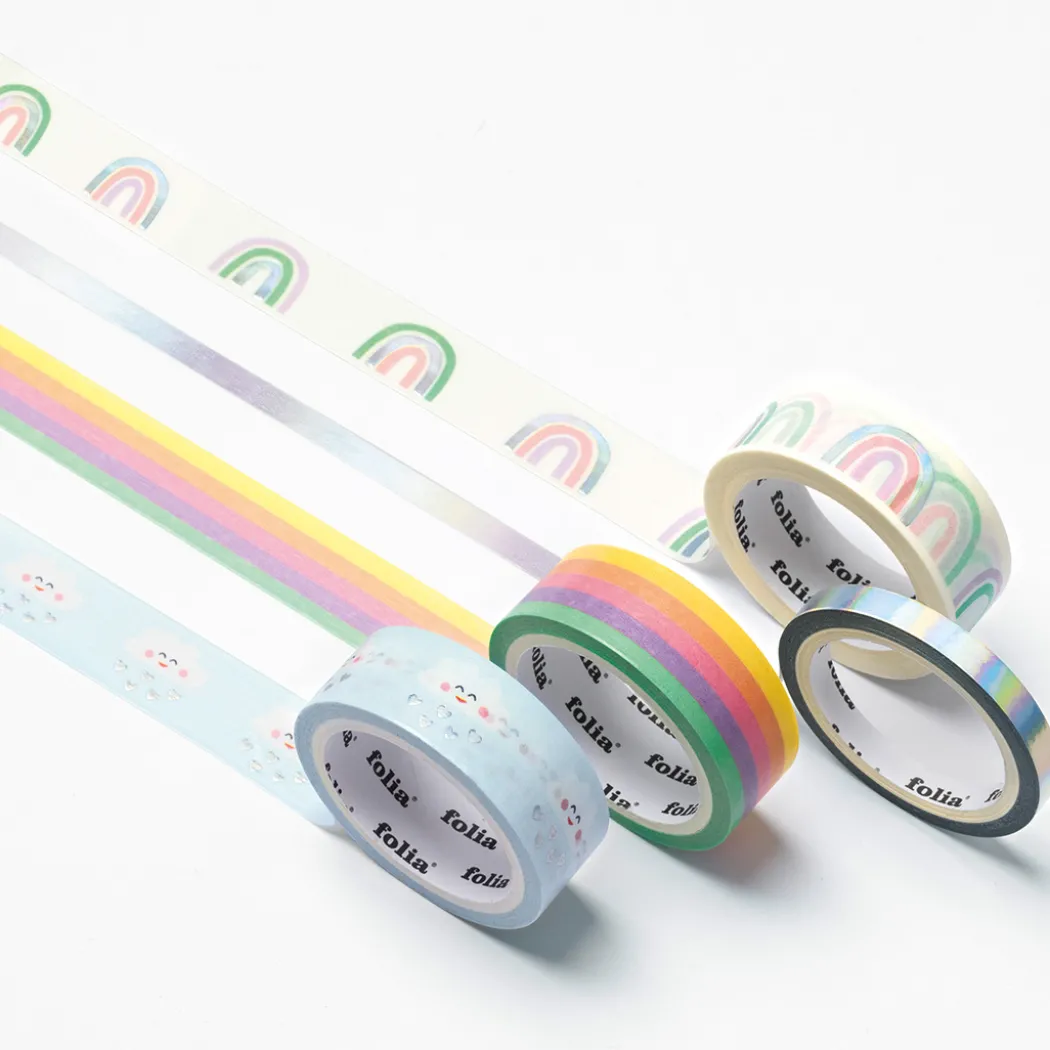 Washi-tejp Rainbow & Moln 4-pack