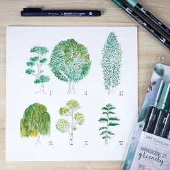 Watercoloring set Greenery