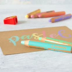 Woody 3-in-1 Färgpennor Pastell 6-set + vässare (3 år+)