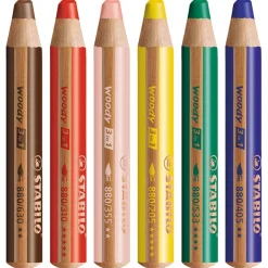 Woody 3-in-1 Färgpennor 6-set + vässare (3 år+)